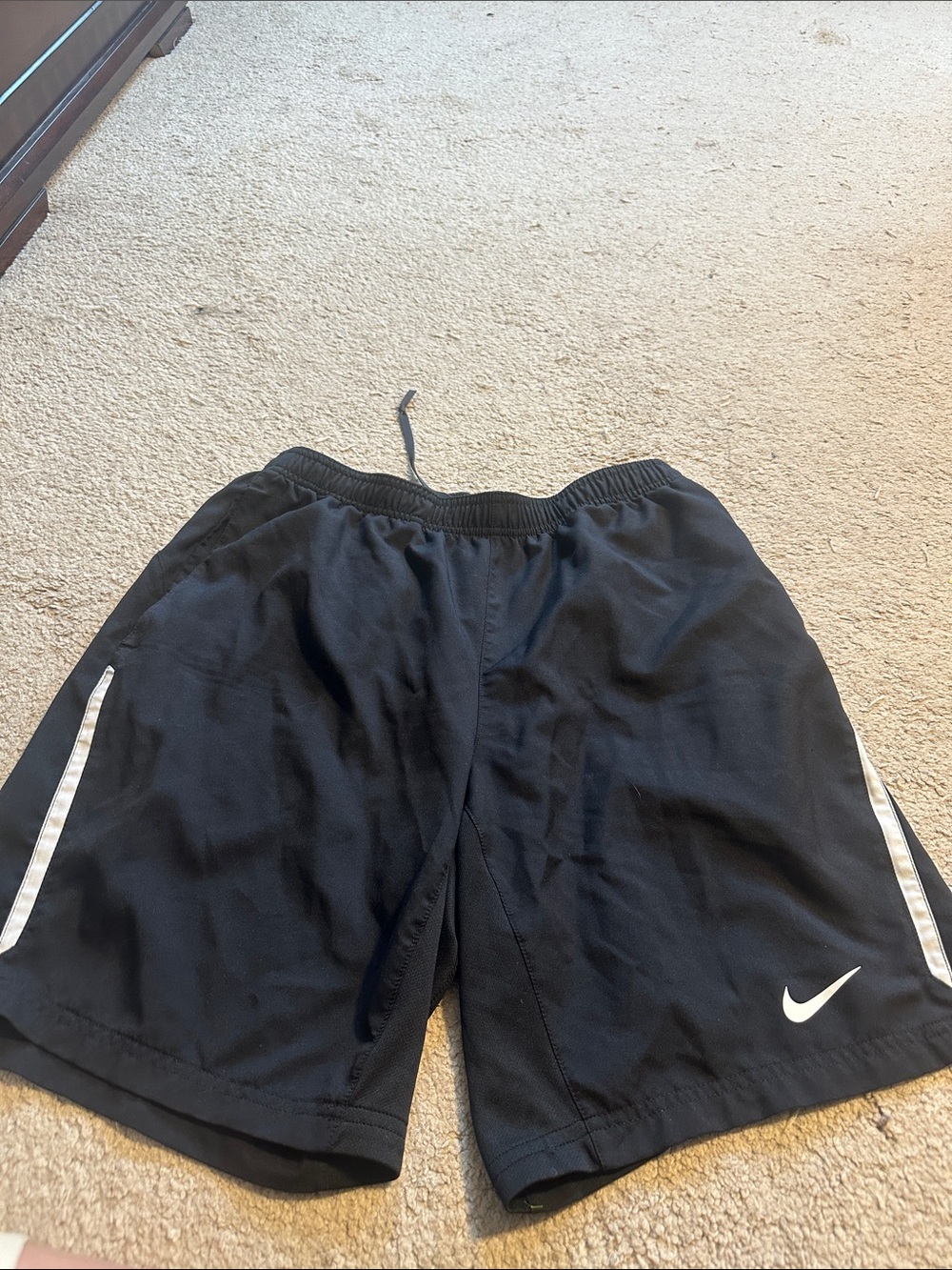 Nike mens Black Athletic Shorts with White Accent